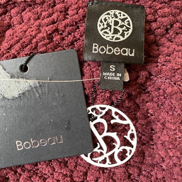 𝅺BOBBEAU BNWT Burgundy Boucle Cardigan Pockets - Picture 7 of 9